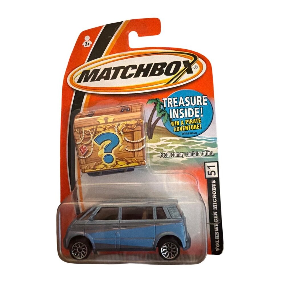 Matchbox Treasure Hunt Volkswagen Crew Microbus Die-Cast Toy Car 51 Blue Collect